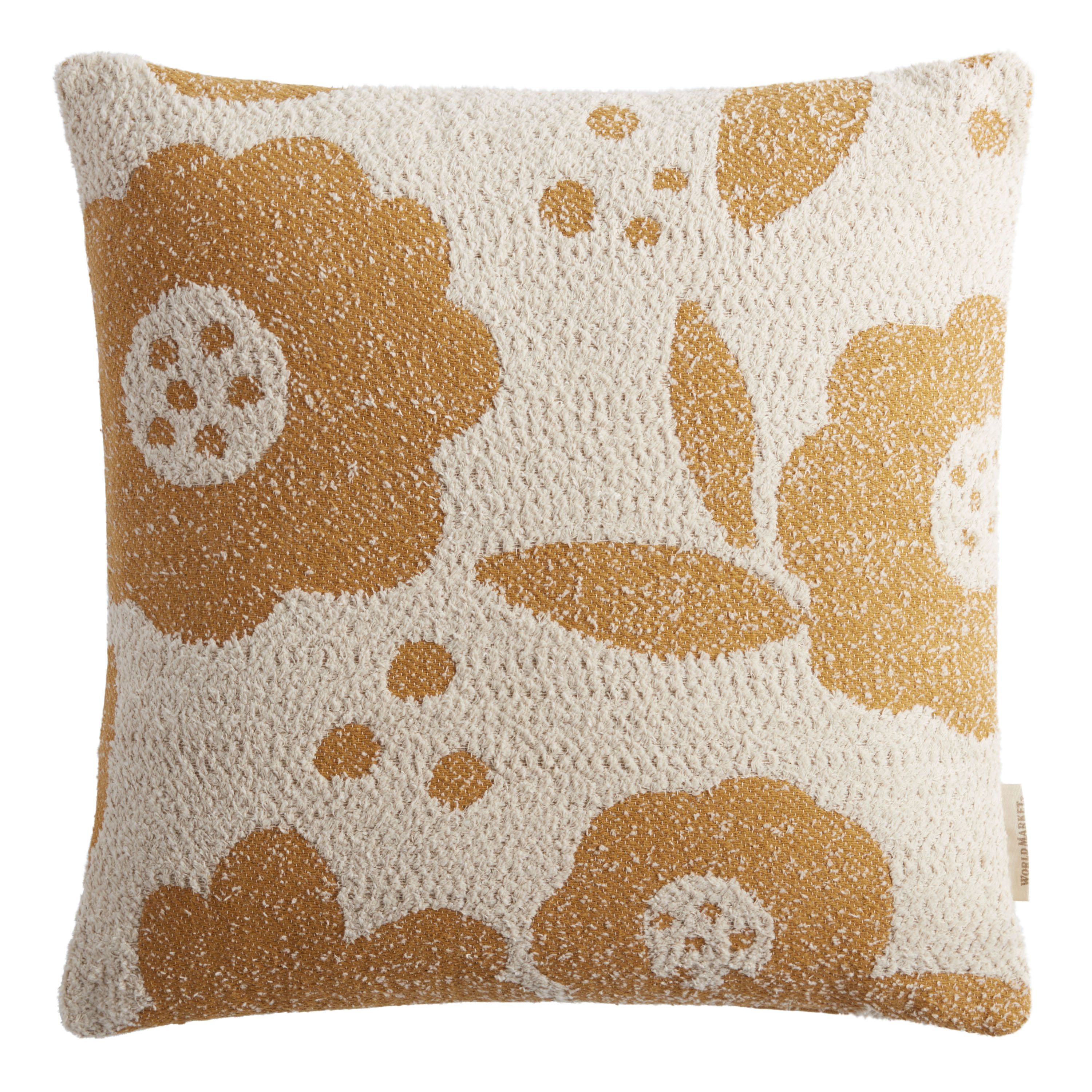 Amber And Ivory Floral Throw Pillow | World Market
