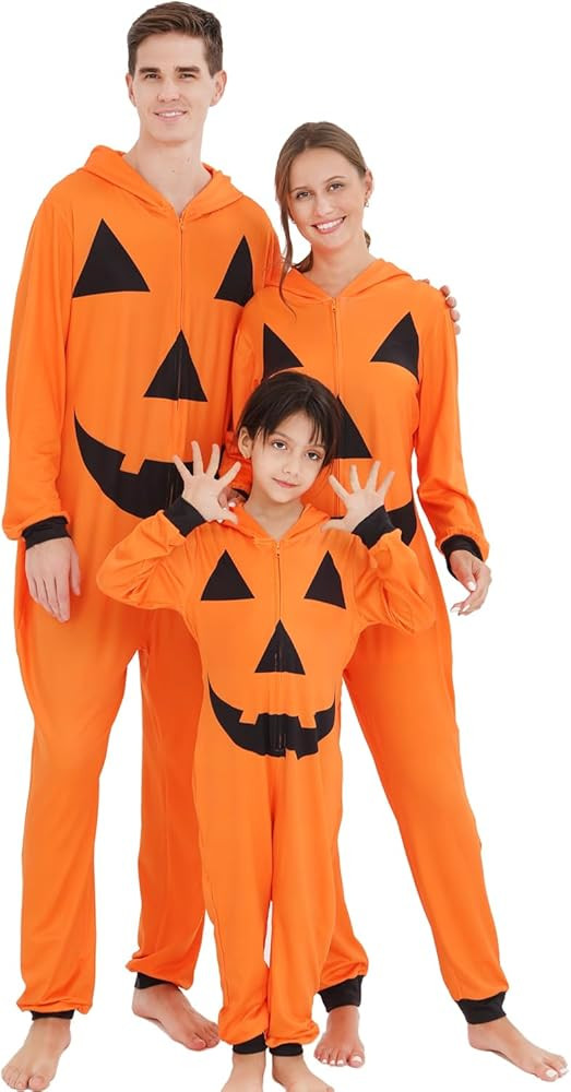 ANGELGGH Matching Halloween Onesie Pajamas Family, Holiday PJs for Women/Men/Couples, Cute Pumpki... | Amazon (US)