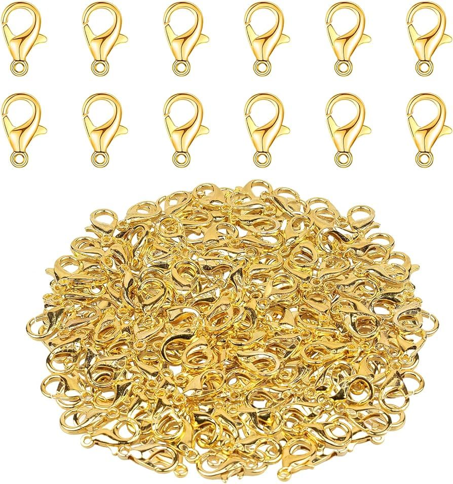 Lobster Clasps, 100Pcs Gold Lobster Claw Clasps for Handmade Necklace, Bracelet Jewelry Making Ac... | Amazon (US)