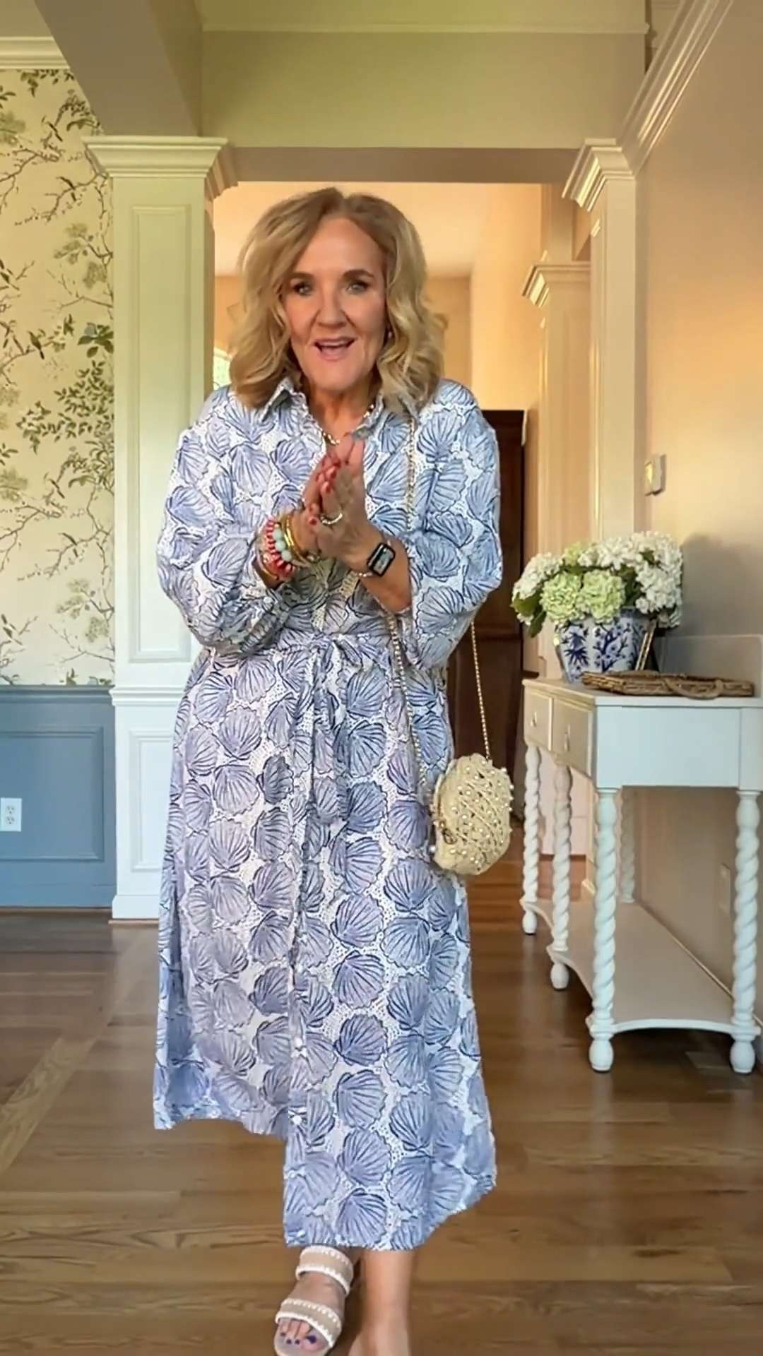 This printed midi dress is such a pretty summer find 🫶🏻

Lightweight, easy to wear, and perfect for everything from brunch and church to vacation dinners and summer gatherings. I love the relaxed silhouette paired with simple sandals and a woven bag for an effortless polished look.  

 #LTKootd #LTKOver40 #LTKSaleAlert