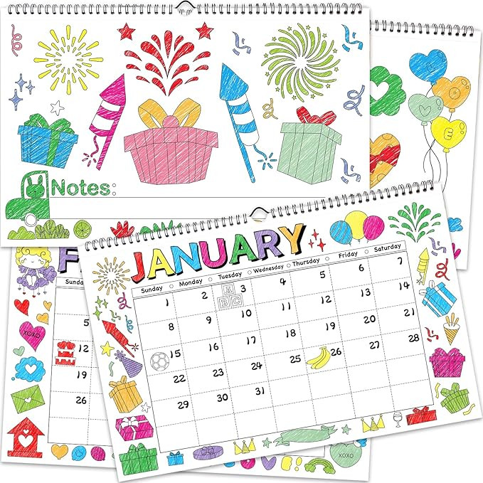 Wall Calendar for Kids Coloring Calendar 2023 Perforated Sheets Wall Calendar 11 X 17 Home Classr... | Amazon (US)