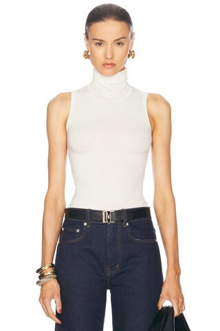Helsa Turtleneck Tank in 2nd Skin Jersey in Cream | FWRD 