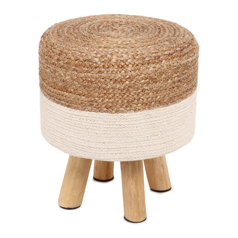 REDEARTH Foot Stool -Handmade Wooden 4 Legs Jute Seat Footrest for Living Room, Bedroom, Nursery,... | Walmart (US)