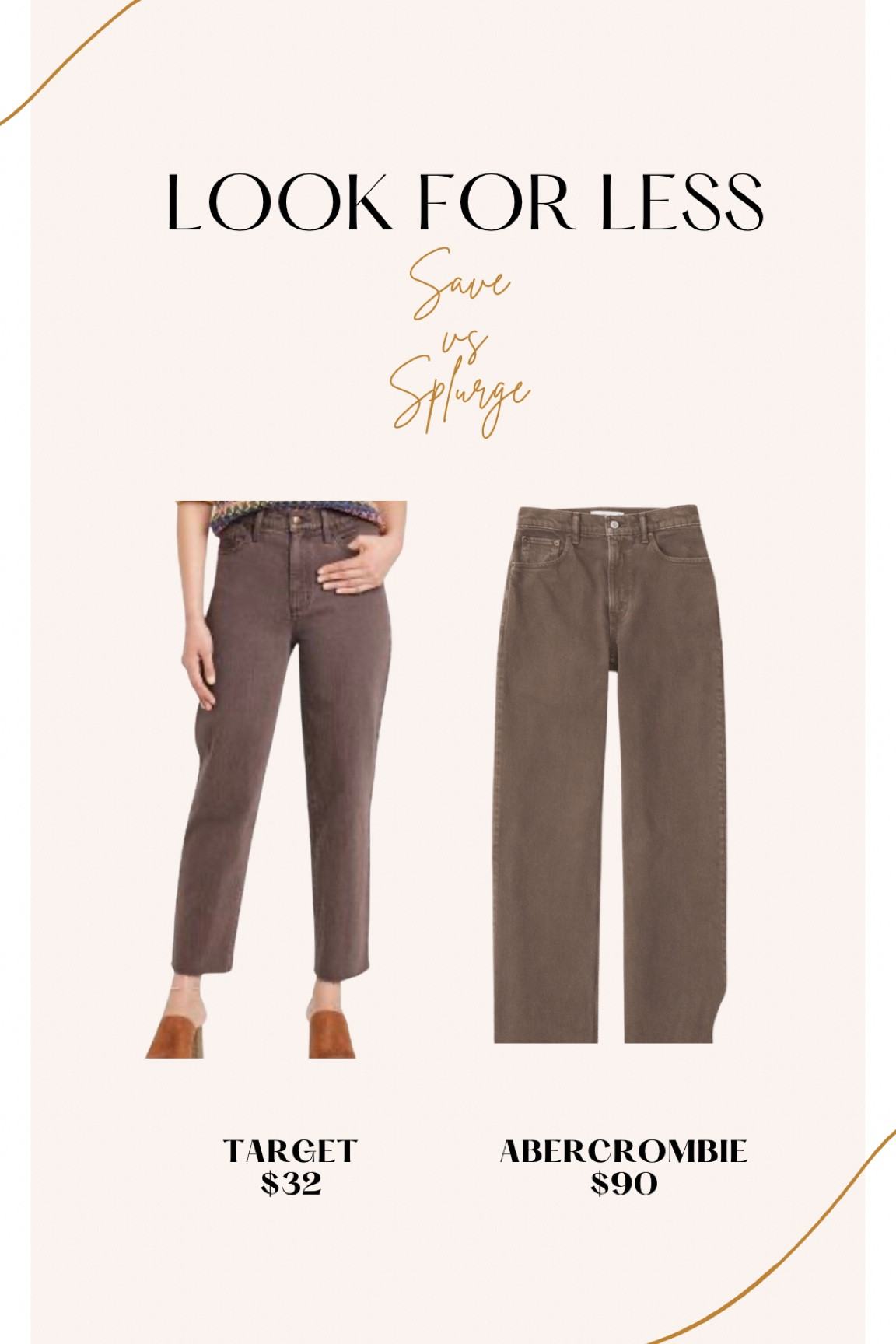 Get the look for less: brown pants/jeans edition.

I’ve been seeing brown pants sold out every where! These two are the most popular ones I’ve been seeing. Sizes are selling out quickly! 

Both are on major deal with Black Friday & Cyber Monday deals! 



Abercrombie 
Abercrombie Jeans
Brown Jeans
Brown Pants 
Size 16 Fashion 
Plus Size 
Midsize
Curvy 
Target Fashion 
Abercrombie Fashion 

#LTKCyberweek #LTKcurves #LTKsalealert