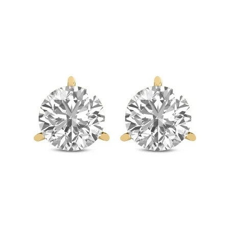 TimeLe$$ Classics 1 Carat TW Round Cut 3 Prong Martini Diamond Earrings For Women in 14K Yellow Gold | Walmart (US)