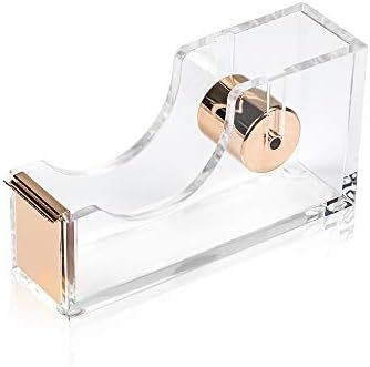 SIRMEDAL Contemporary Ultra Clear Acrylic Gold Quality Tape Dispenser Single Hand Dispensing Acry... | Amazon (US)