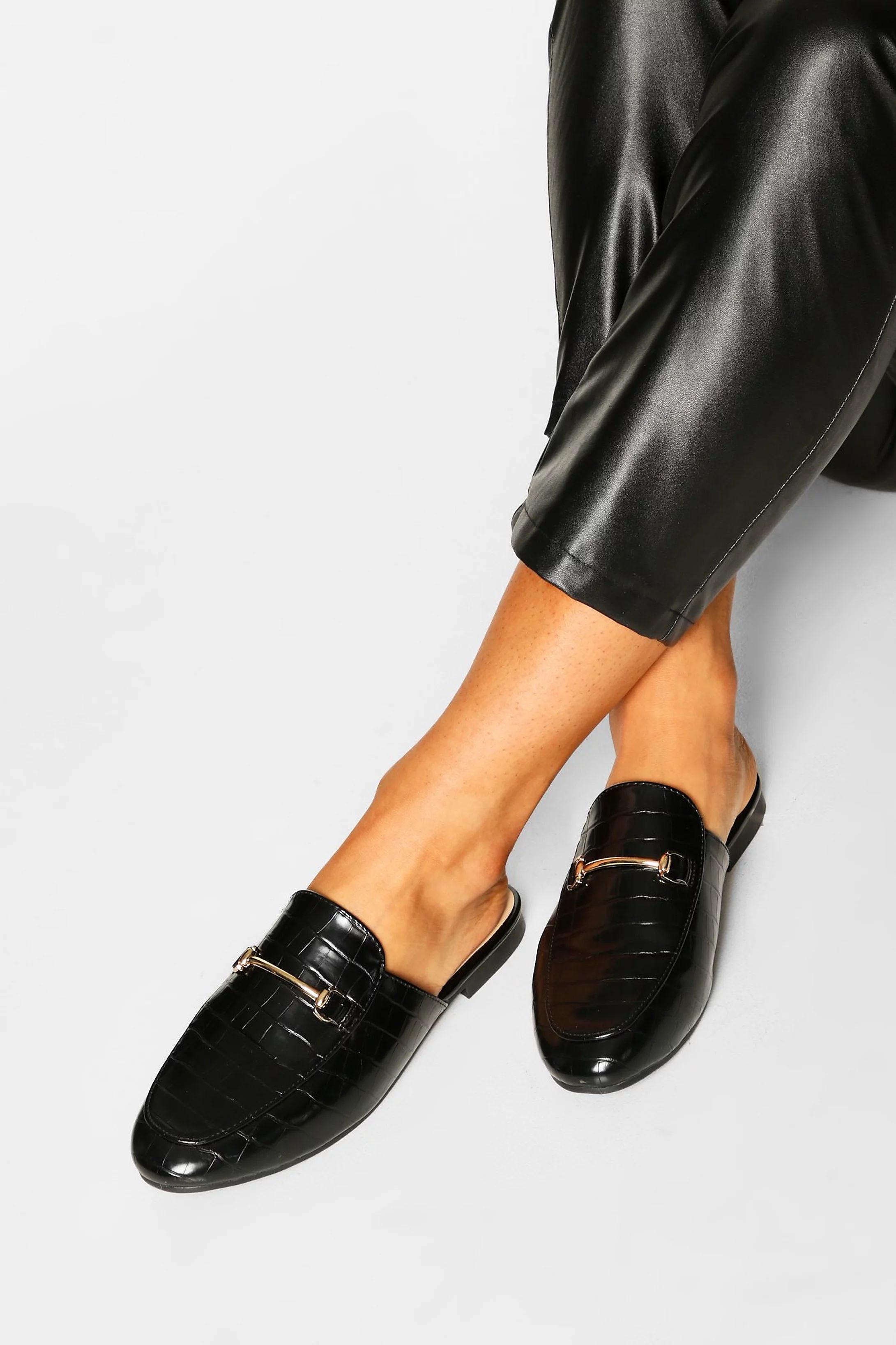 Basic Croc Mule Loafers | Boohoo.com (US & CA)