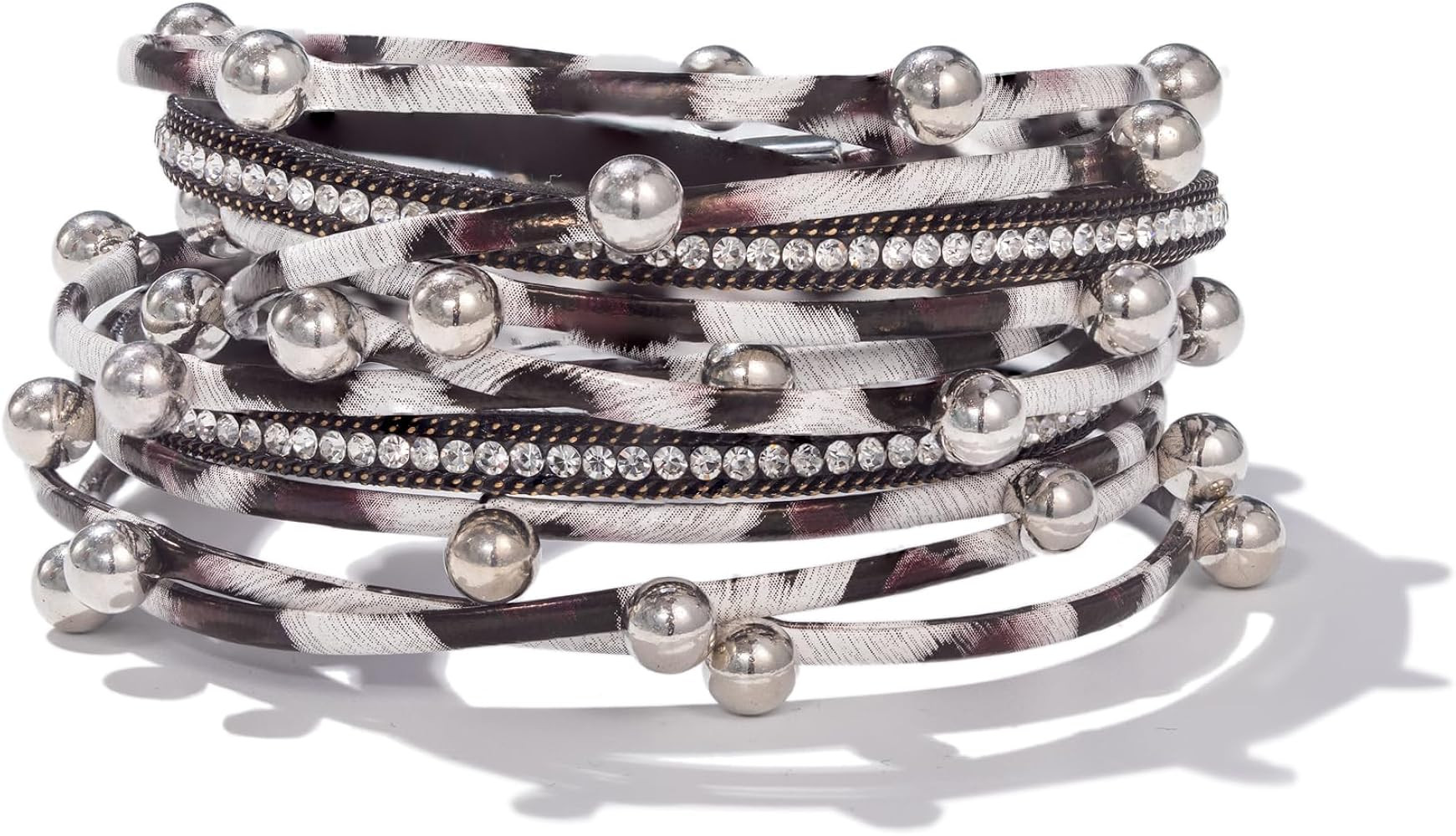 Leather Beaded Bracelet Boho Wrap Bracelets Gothic Jewelry Stackable Goth Bracelets with Magnetic... | Amazon (US)