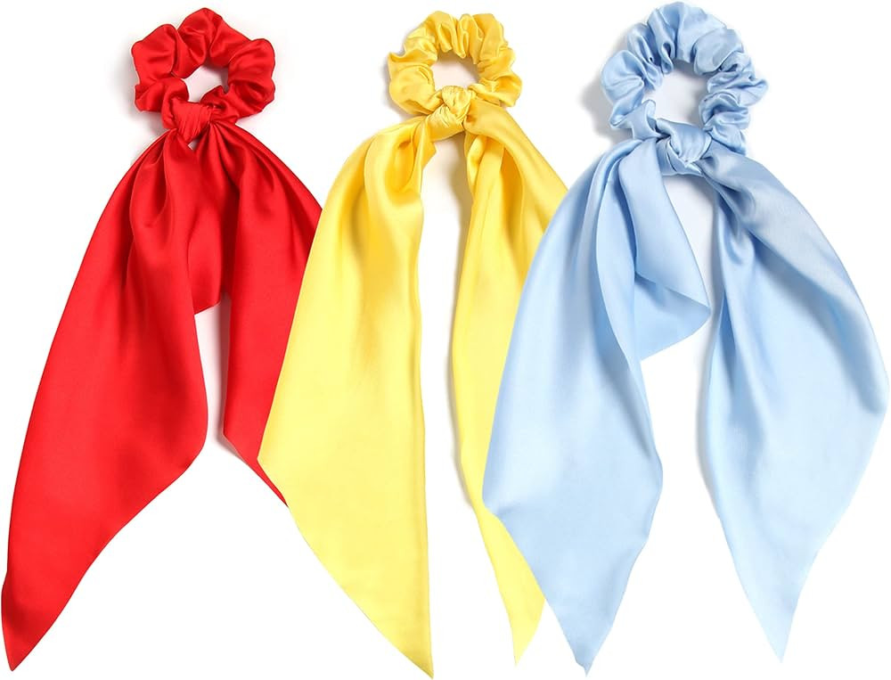 3PCS Hair Scarf Scruncheis for Women Knotted Bow Hair Ties Elastic Bands Satin Hair Ribbon Scrunc... | Amazon (US)