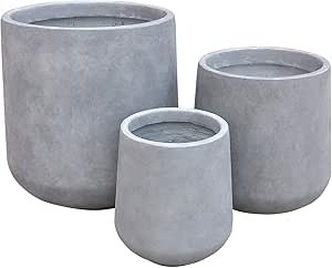 Amazon.com : Kante 15.3"+11.6"+8.2" Dia Round Concrete Planter,Large Planter Pots Containers with... | Amazon (US)