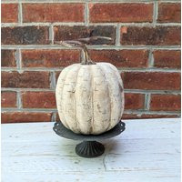 White Birch Pumpkin, 8"" Faux Foam Primitive Pumpkin Decor, Rustic Fall Wreath Attachment | Etsy (US)