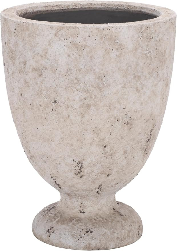 SAFAVIEH Outdoor - Ella Planter Pot with Drainage - Antique White Ficonstone Cement - Weather Res... | Amazon (US)