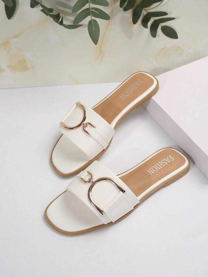 Women's Fashionable Flat Sandals, Casual Summer Shoes With Stylish Buckle Valentines | SHEIN