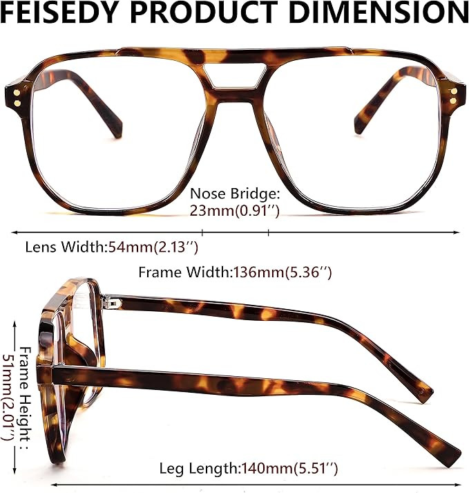 FEISEDY Blue Light Blocking Glasses Fake Nerd Clear Square Computer Lightweight Pilot Glasses Fra... | Amazon (US)