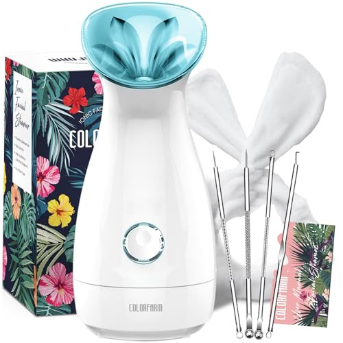 Colorfarm Facial Steamer Nano Ionic: Face Steamer Humidifier Hot Mist Home Sauna Spa - Deep Cleaning Unclogs Pores for Women Men Sinuses Moisturizing | Amazon (US)