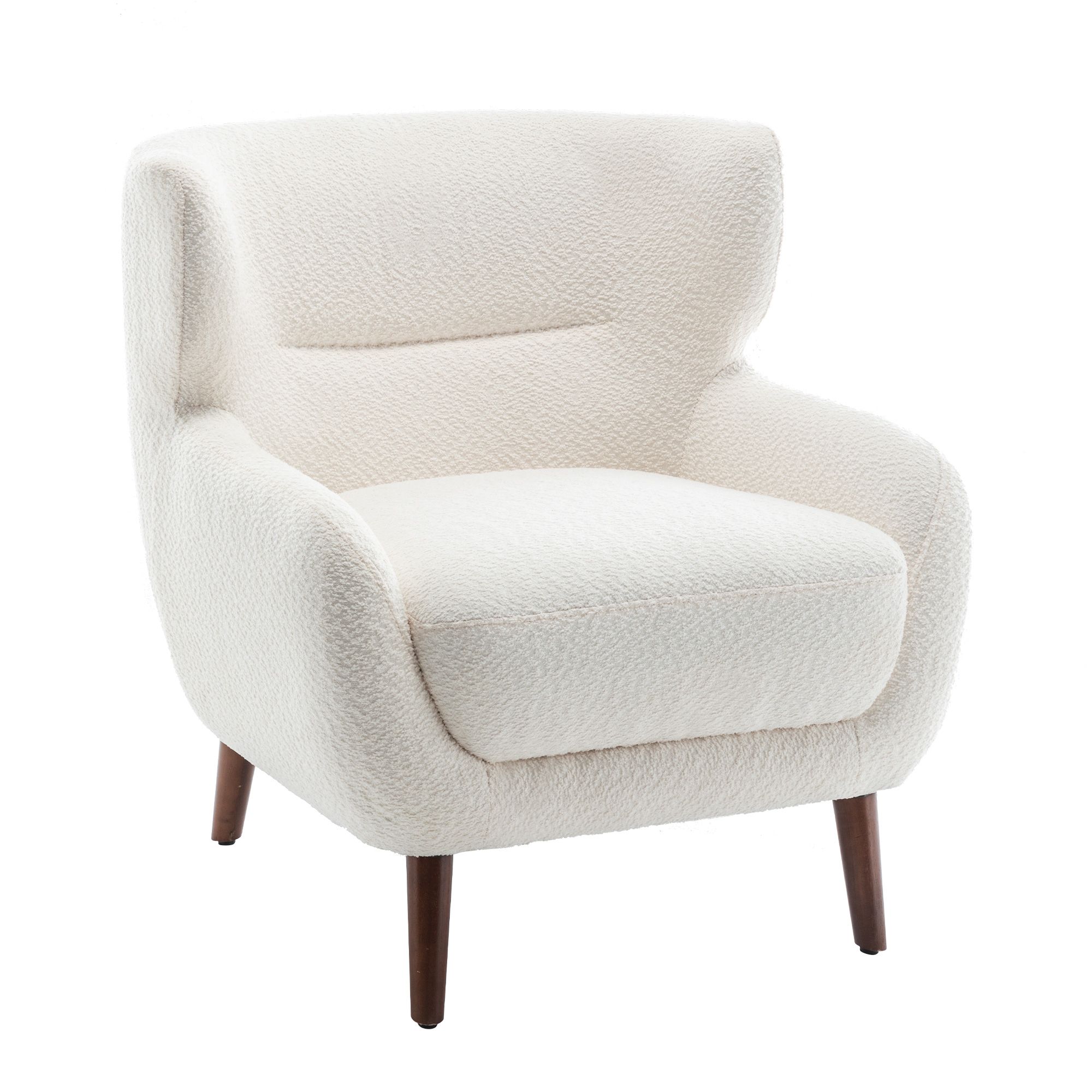 XINMICS White Tufted Accent Chair, Wingback Upholstered Armchair with Solid Wood Legs | Walmart (US)