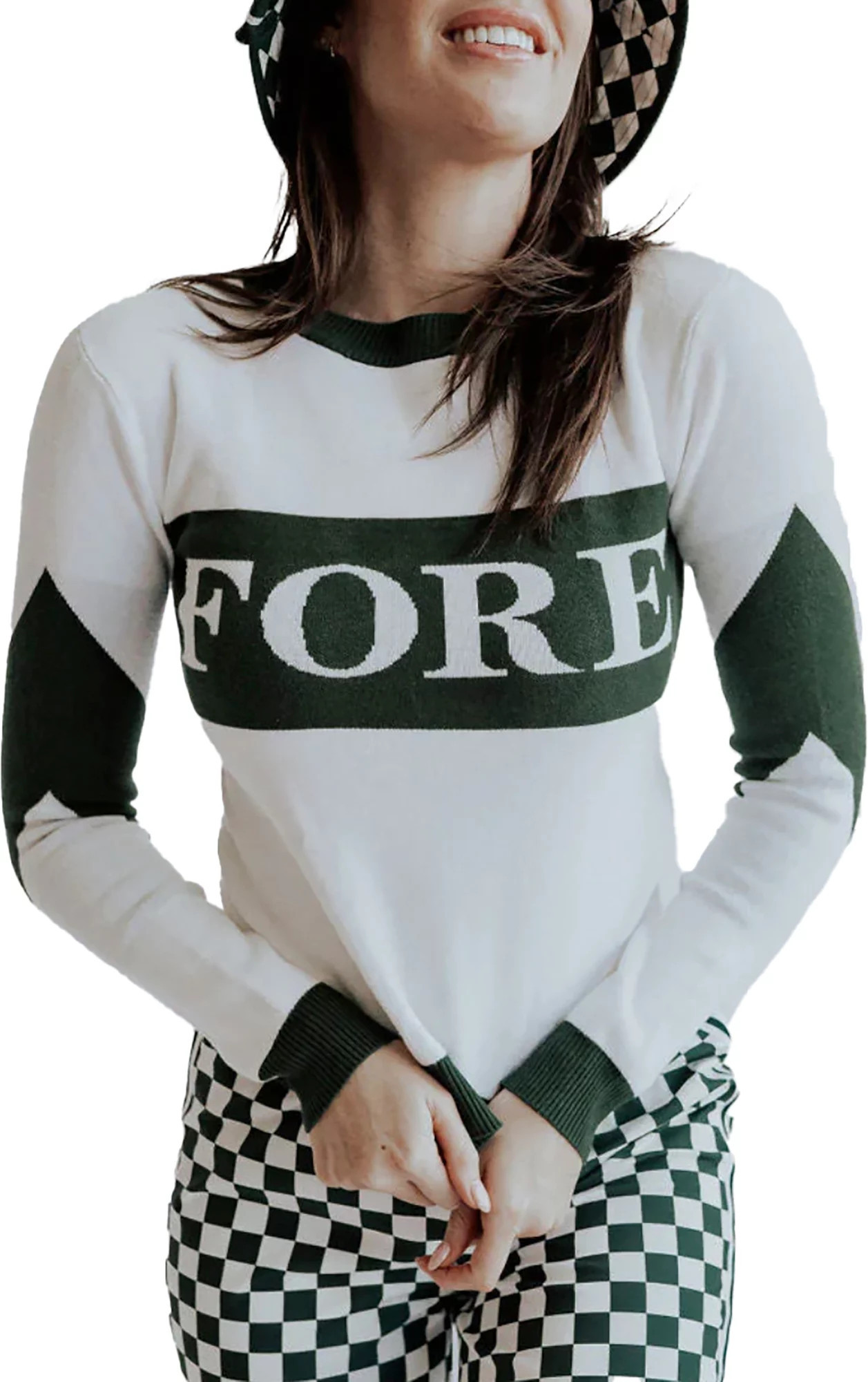 Fore All Women's Fore Golf Sweater, Medium, White/Green | Dick's Sporting Goods