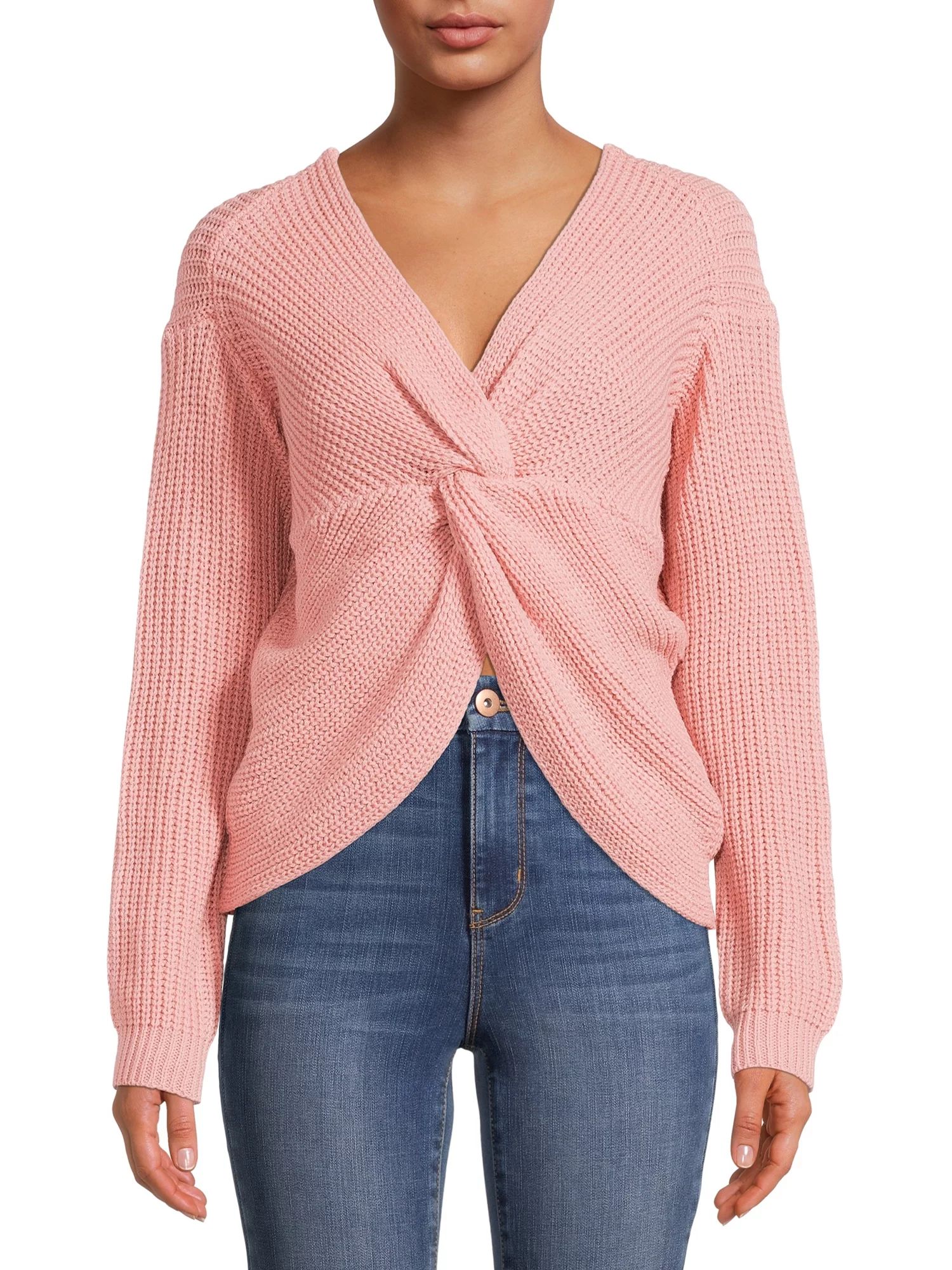 No Boundaries Juniors' Twist Lace Up Back Sweater | Walmart (US)