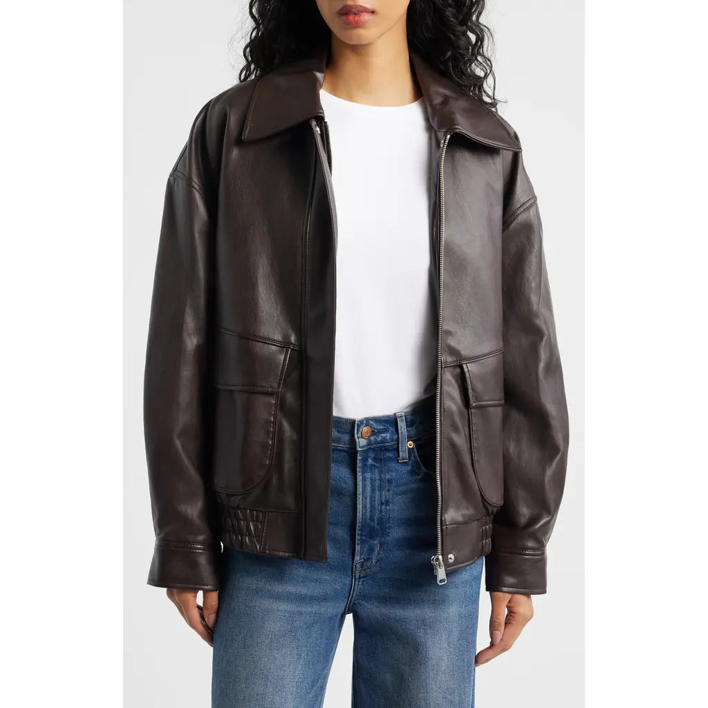 MANGO Marti Faux Leather Jacket in Brown at Nordstrom Rack, Size X-Small | Nordstrom Rack