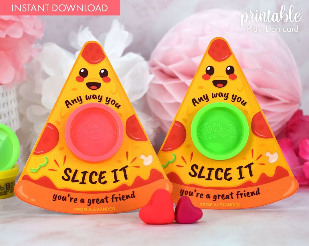 Play-doh Valentines Gift Card Printable Class Mates Gift Non-candy Gift Small Gift Pizza DIY Play... | Etsy (US)