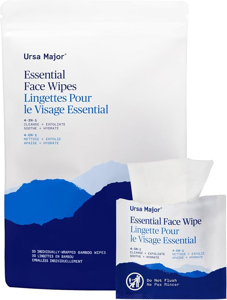 Ursa Major Essential Face Wipes | Natural, Biodegradable, Cruelty-Free | Cleanse, Exfoliate, Soot... | Amazon (US)