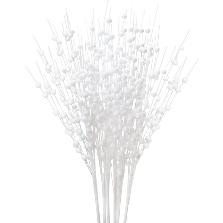 10 Pcs White Artificial Glitter Berry Stems Christmas Decorations, 20 Inch Christmas Picks Decora... | Walmart (US)