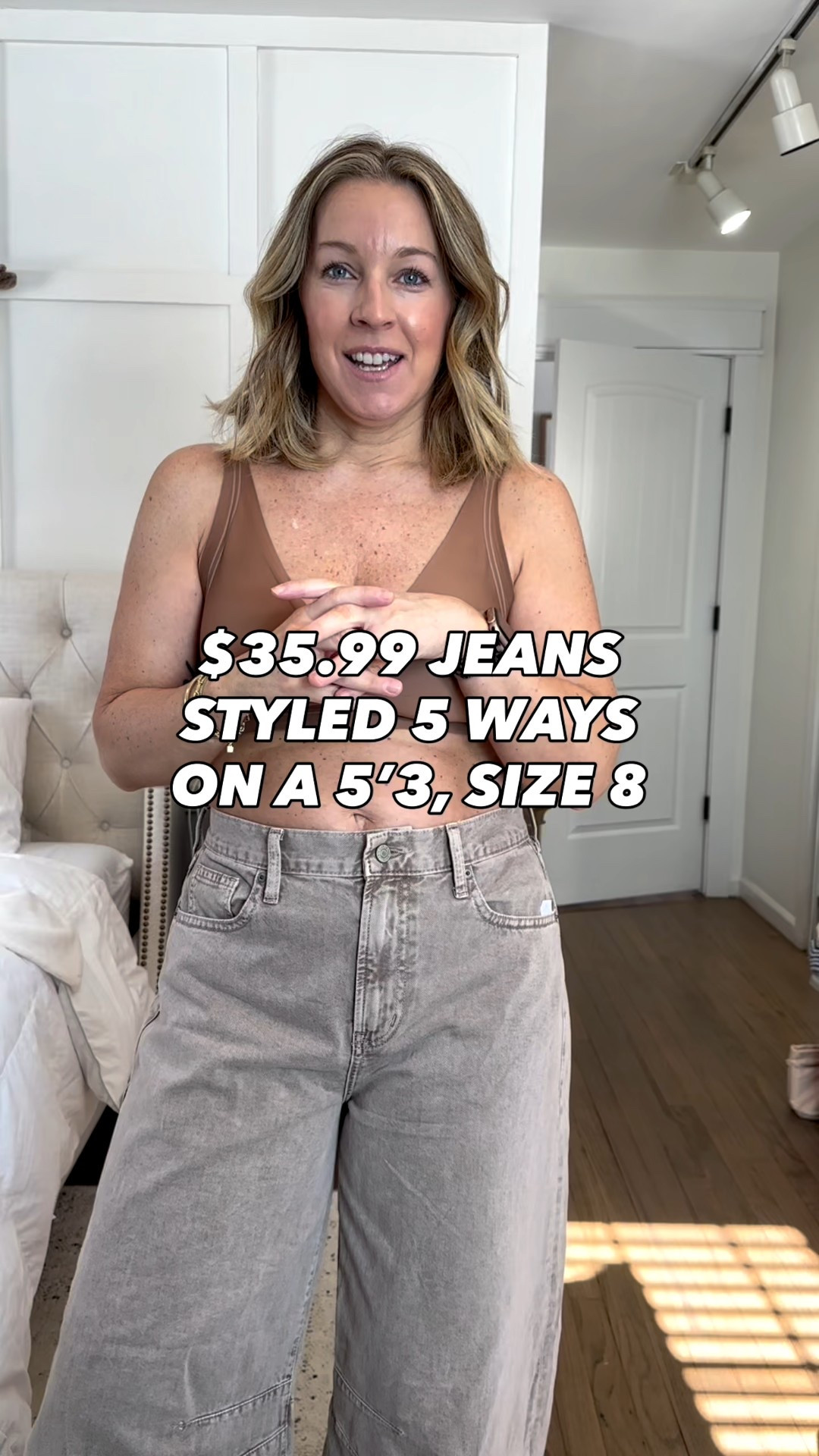 $35.99 is INSANE for these! GOING FAST! 3 washes and lengths. I’m in 29 regular! 
100% cotton. So soft!! 
Top sizing:
Beige cardigan, ivory 1/4 zip, chambray shirt and black vest all MEDIUMS. 
Ivory ss top: XS

#LTKMidsize #LTKPetite #LTKootd