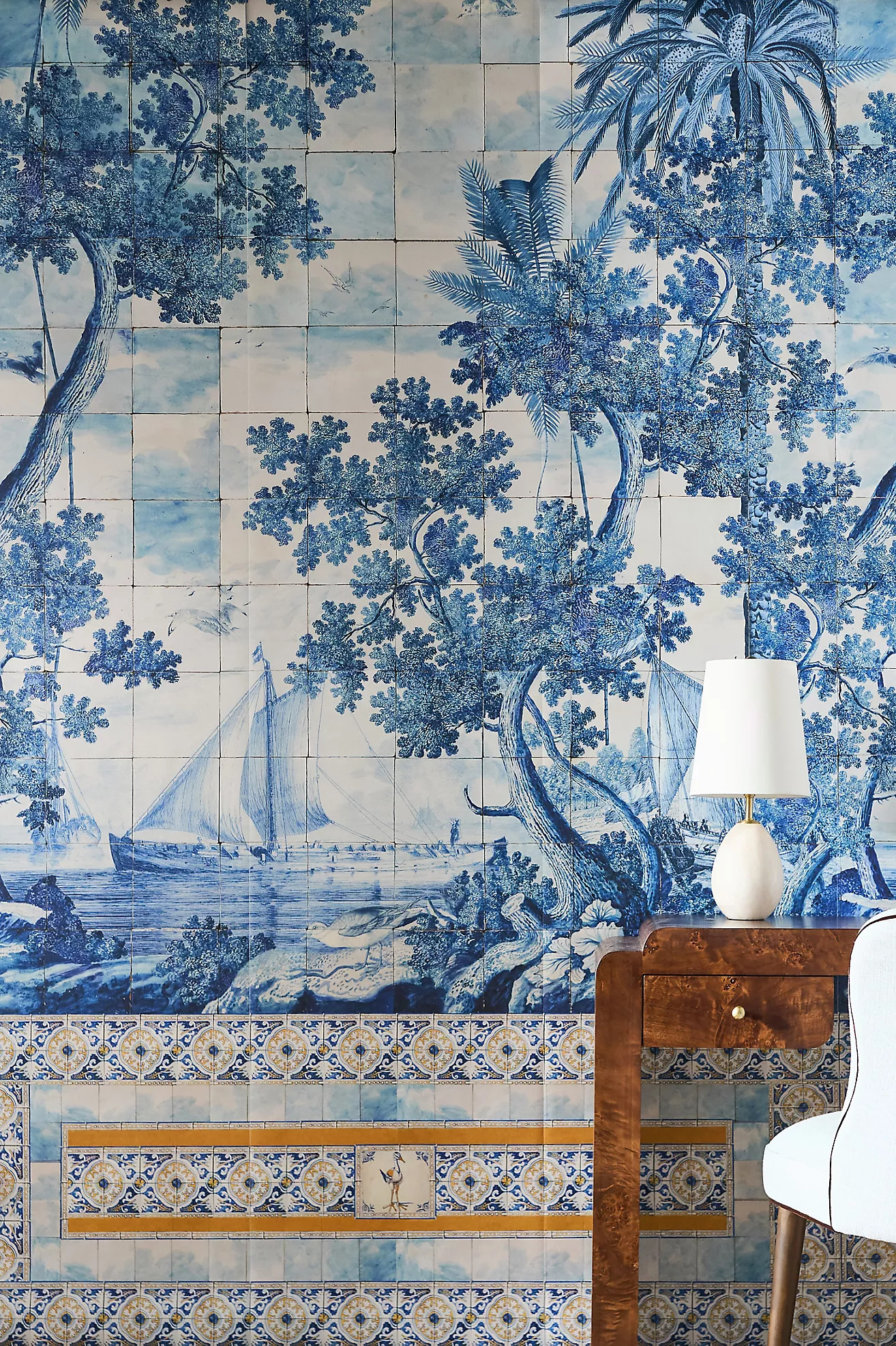 Mind the Gap Azure Mural Wallpaper | Anthropologie (US)