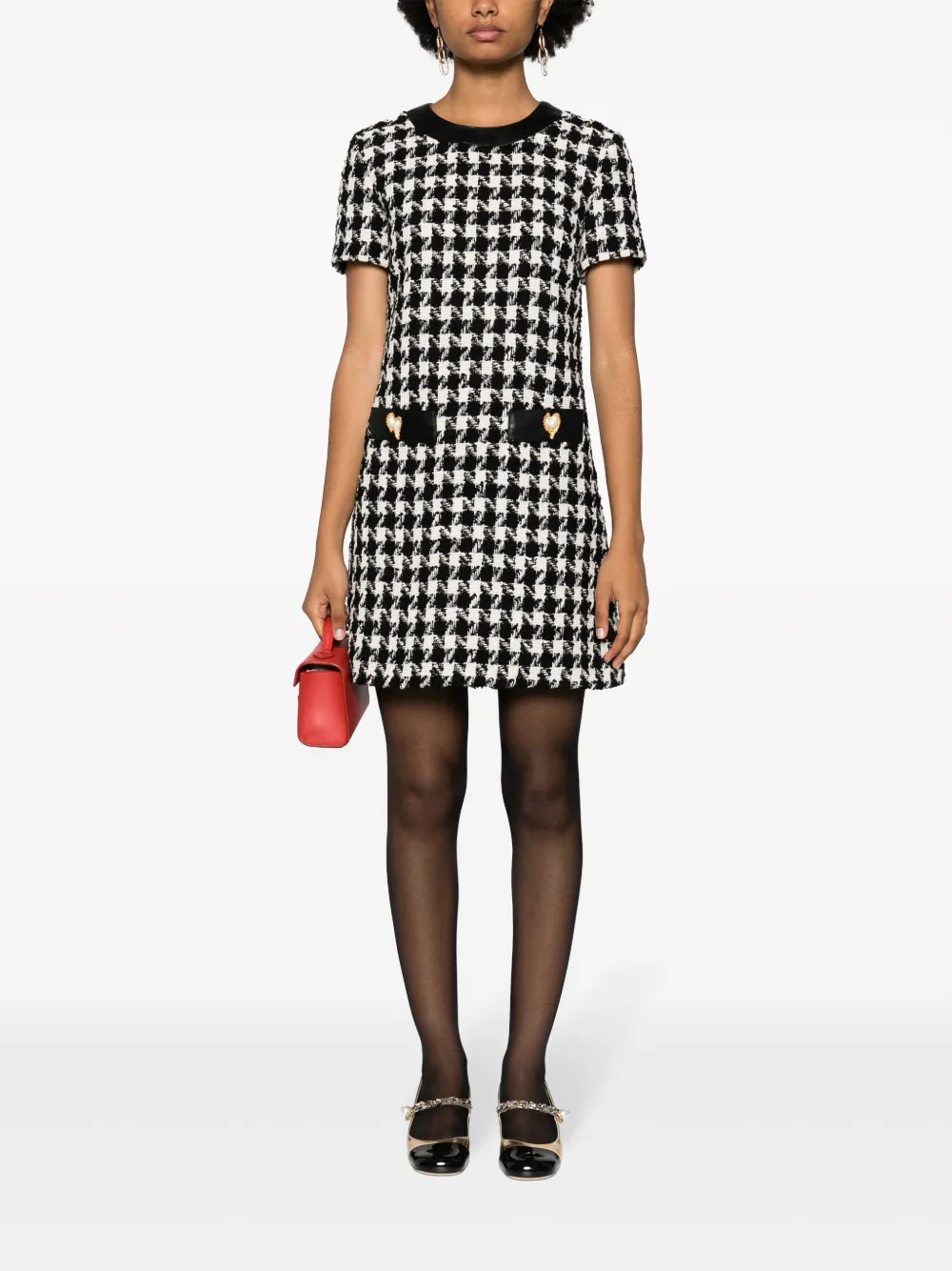Moschino Houndstooth Knitted Minidress - Farfetch | Farfetch Global