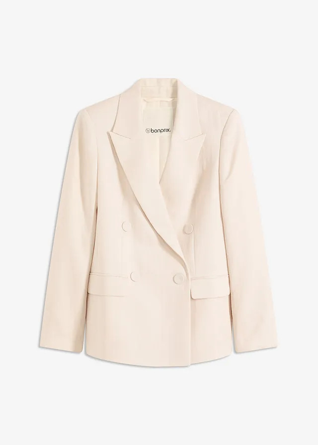 Blazer met lyocell in crincle-look natuurbeige | Bonprix NL (Influencer)