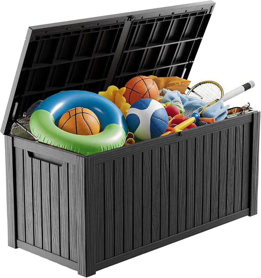 180 Gallon Outdoor Storage Box - Lockable Resin Deck Box for Patio Cushions & Garden Tools - Wate... | Amazon (US)
