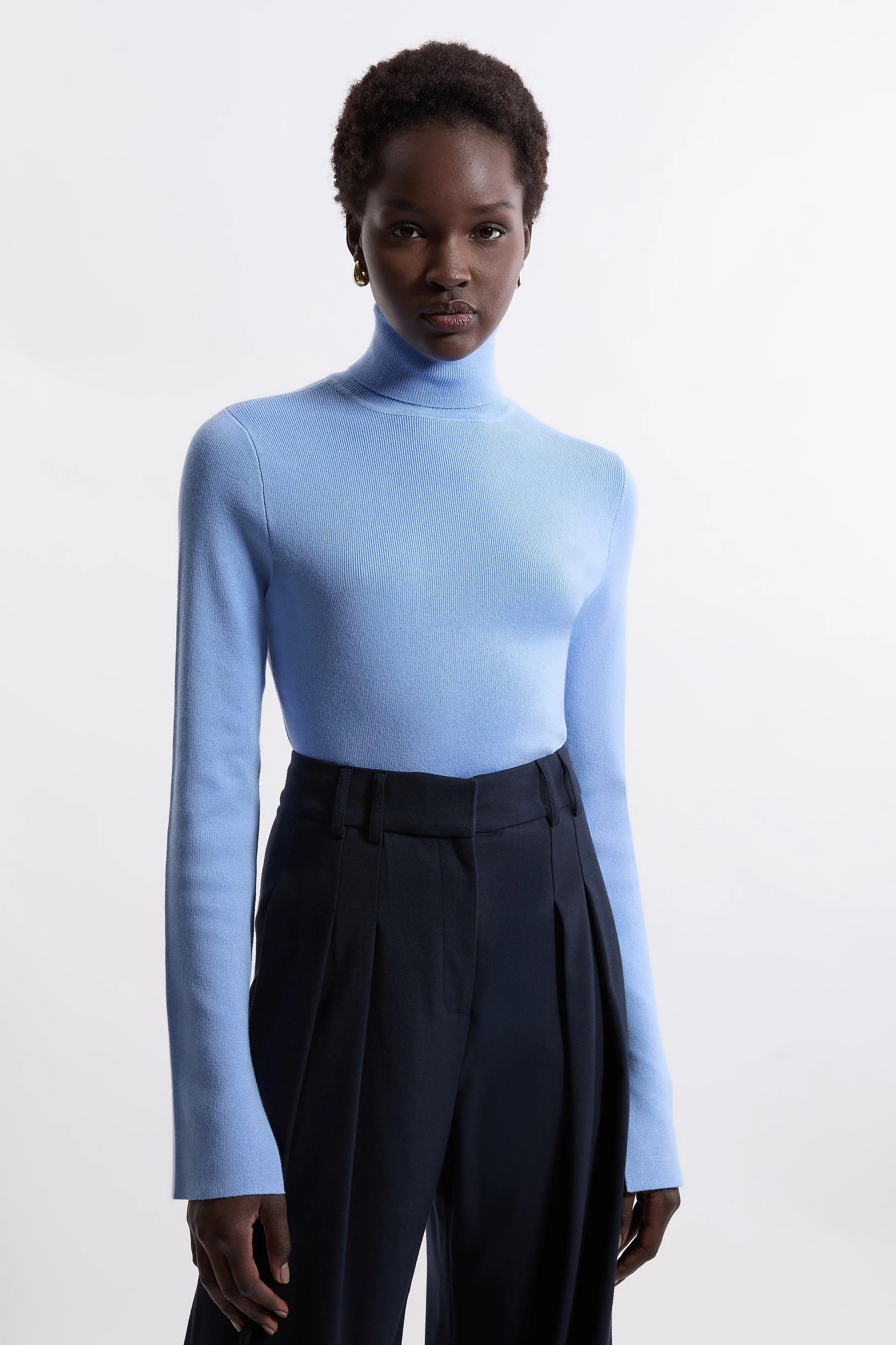 Viscose Blend Turtle Neck Knit Jumper | Karen Millen UK + IE + DE + NL