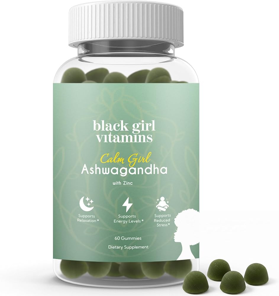 Black Girl Vitamins Calm Girl Ashwagandha + Zinc Gummies Stress Support, Promotes Relaxation & Me... | Amazon (US)