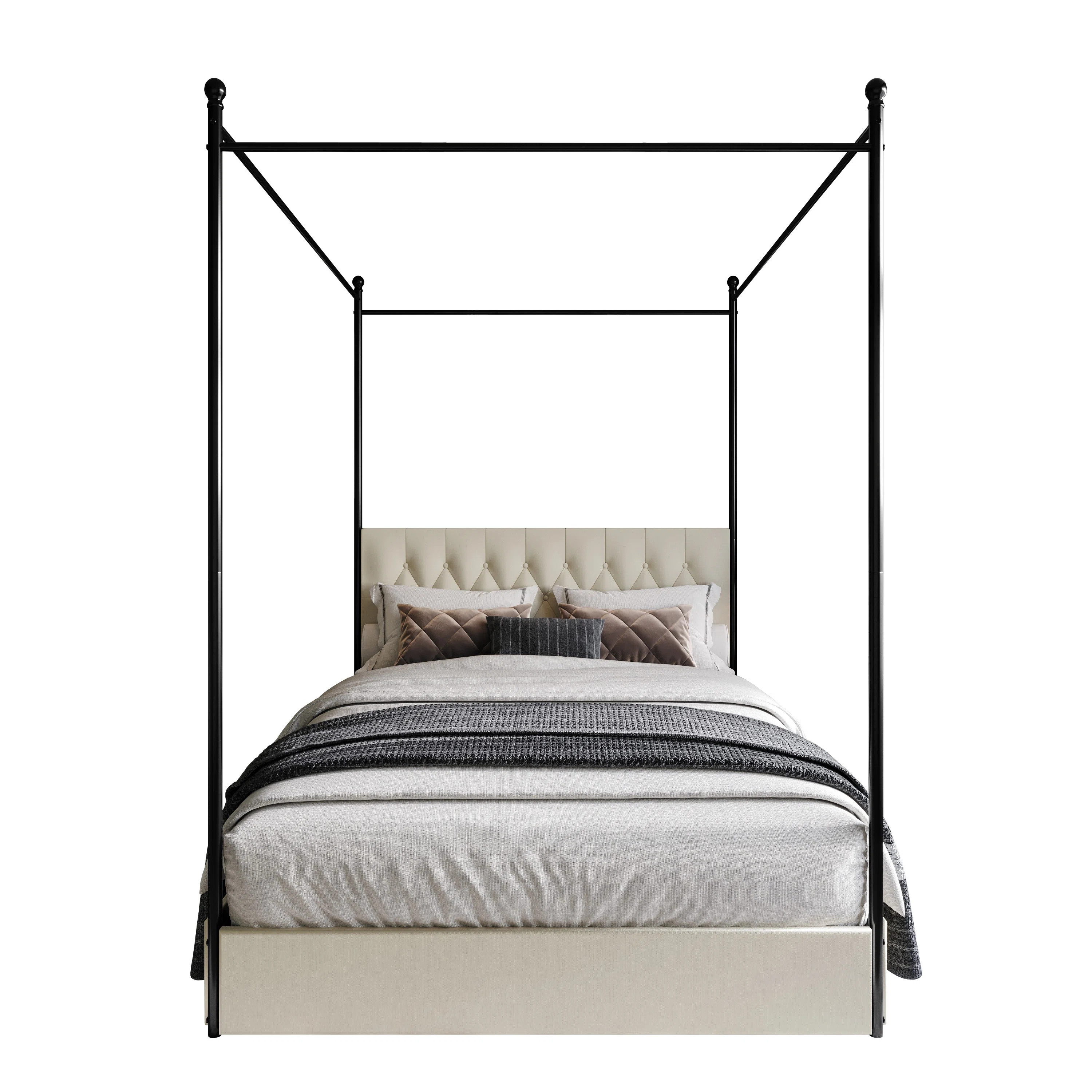 Jamerson Upholstered Metal Storage Canopy Bed | Wayfair North America