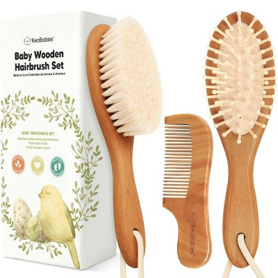 Baby Hair Brush and Comb Set, Oval Wooden Baby Brush Set for Newborns, Infant, Toddler Grooming Kit  (Oval, Golden Oak) | Target