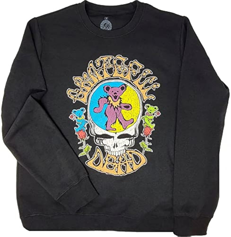 Grateful Dead Steal Your Face Logo with Dancing Bears and Roses Adult Unisex Crew Neck Sweatshirt | Amazon (US)