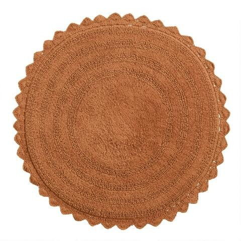 Round Hazel Brown Cotton Bath Mat | World Market