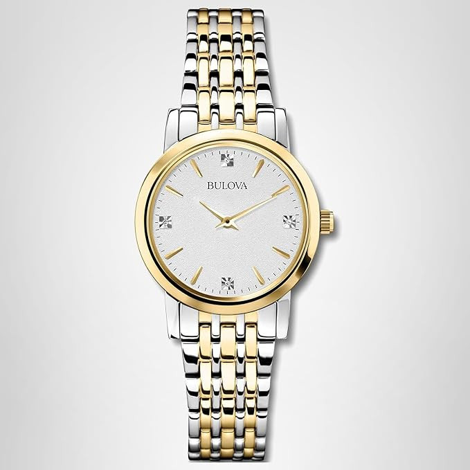 Bulova Classic Quartz Ladies Watch, Stainless Steel Diamond | Amazon (US)