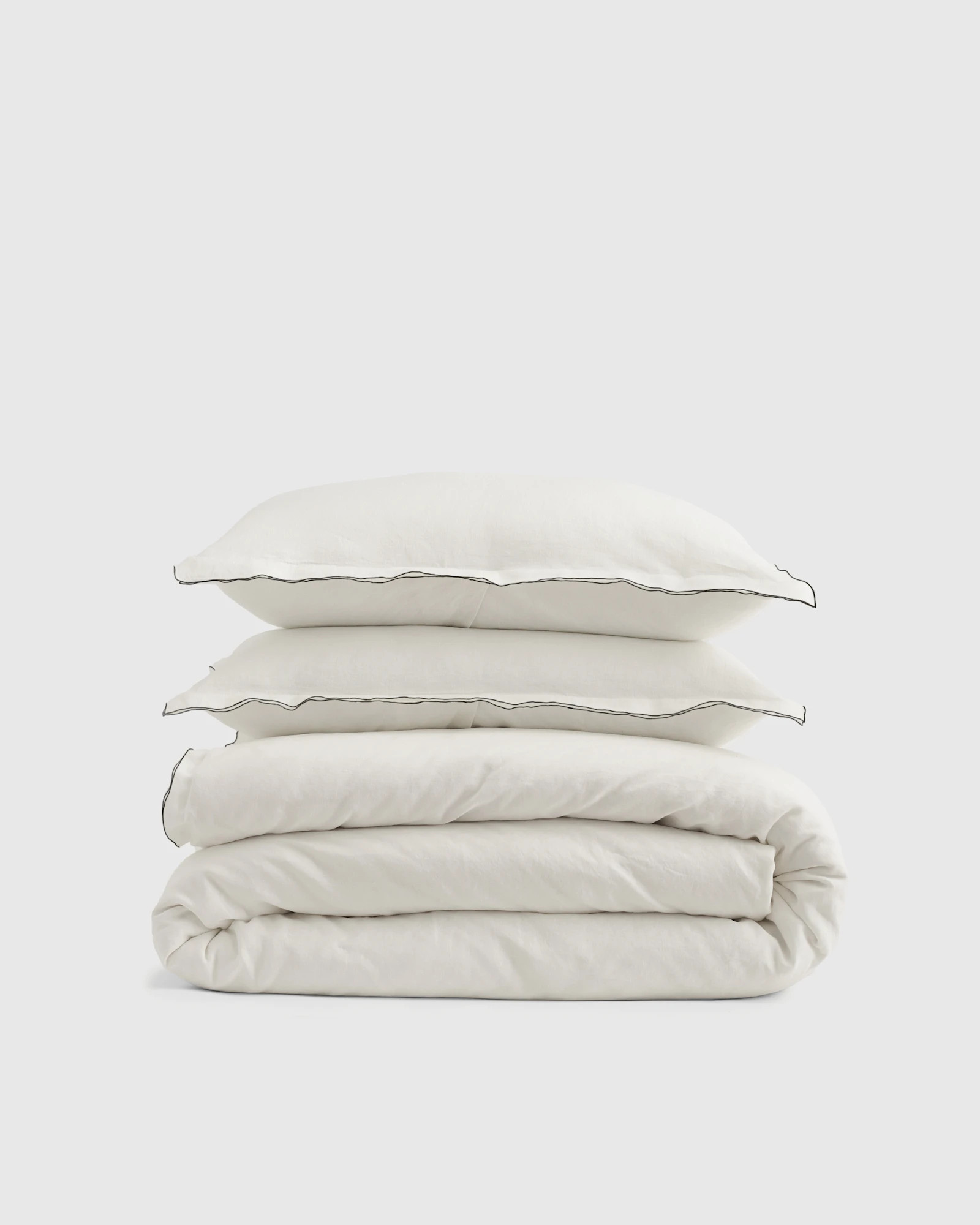 European Linen Double Embroidered Edge Duvet Cover Set | Quince