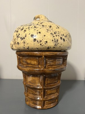 VANILLA ICE CREAM Vintage Waffle Cone 12” Tall Ceramic Cookie Jar Cannister | eBay US