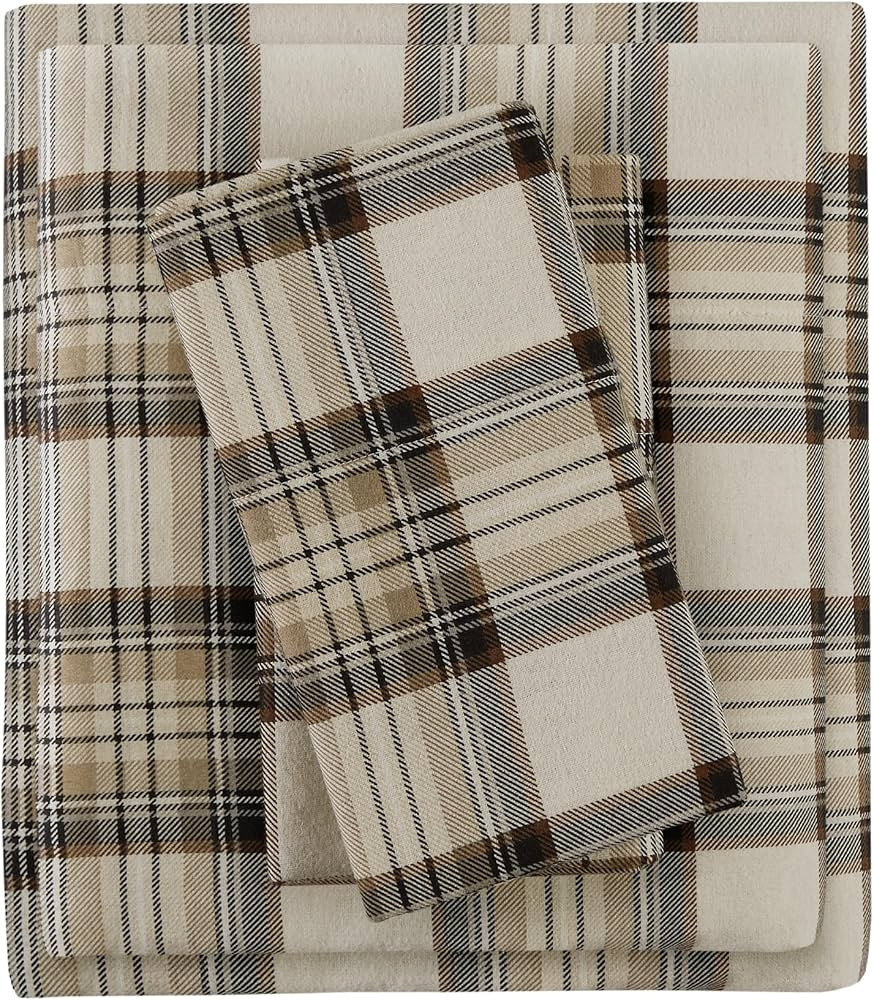 Comfort Spaces 100% Cotton Flannel Sheets King Size Set, Ultra Soft, 4 Pcs | Amazon (US)