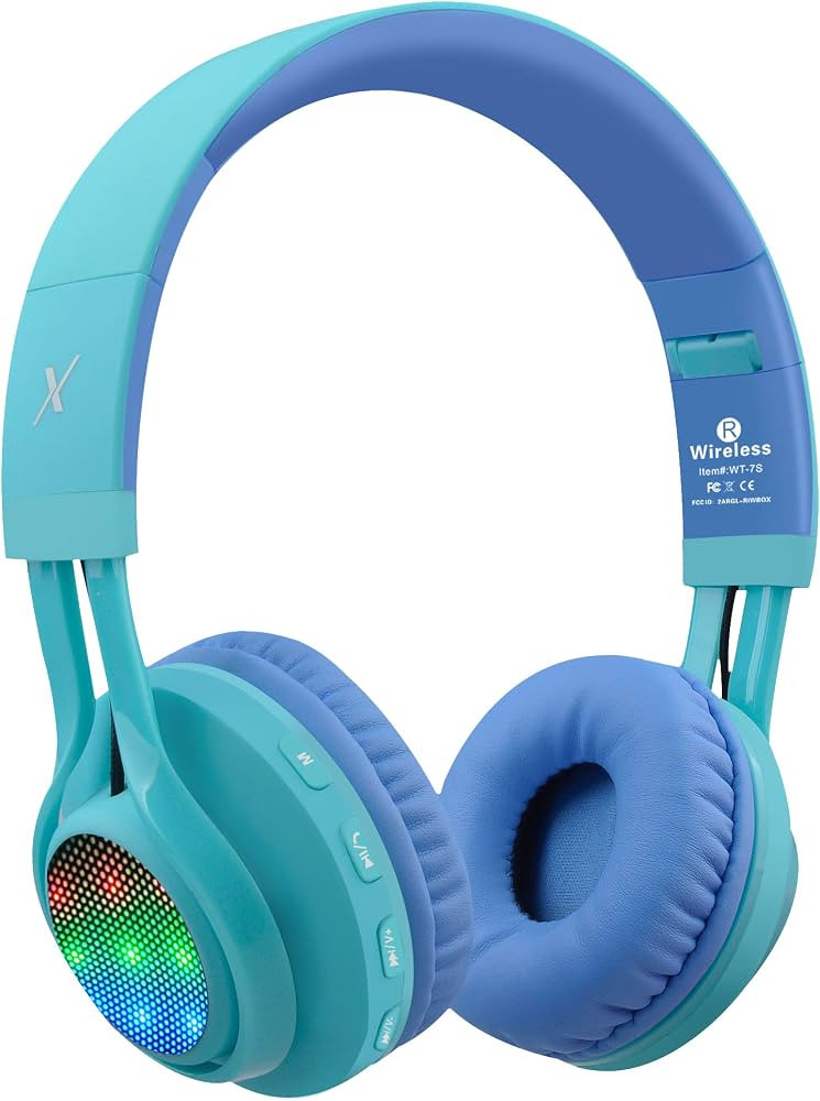 Riwbox WT-7S Kids Bluetooth Headphones, LED Light Up Wireless Foldable Stereo Headset with Microp... | Amazon (US)