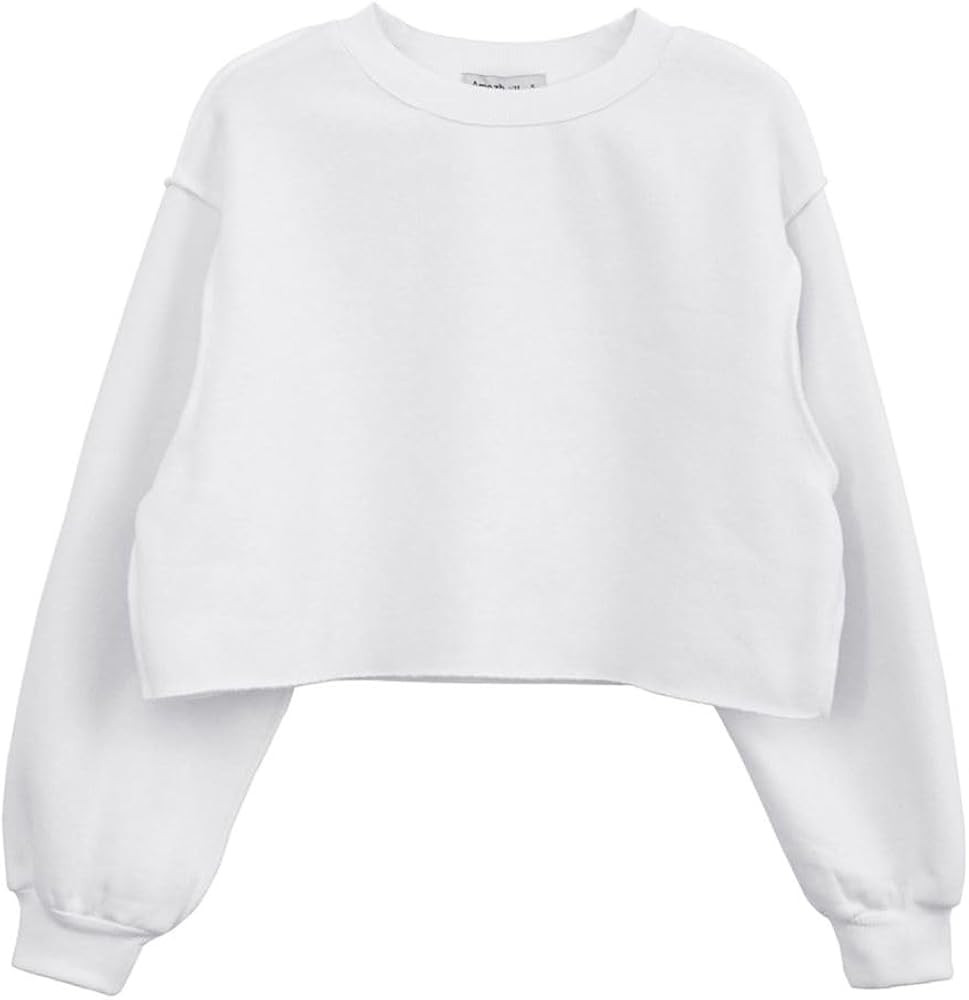 Amazhiyu Women Cropped Sweatshirt Long Sleeves Pullover Fleece Crop Tops | Amazon (US)