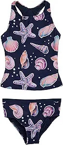 Lands' End Girls' UPF 50+ Swim Bikini Bottom and Racerback Tankini Set | Amazon (US)
