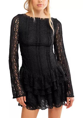 Free People Women's Tabby Lace Mini Dress, Black, Large | Belk