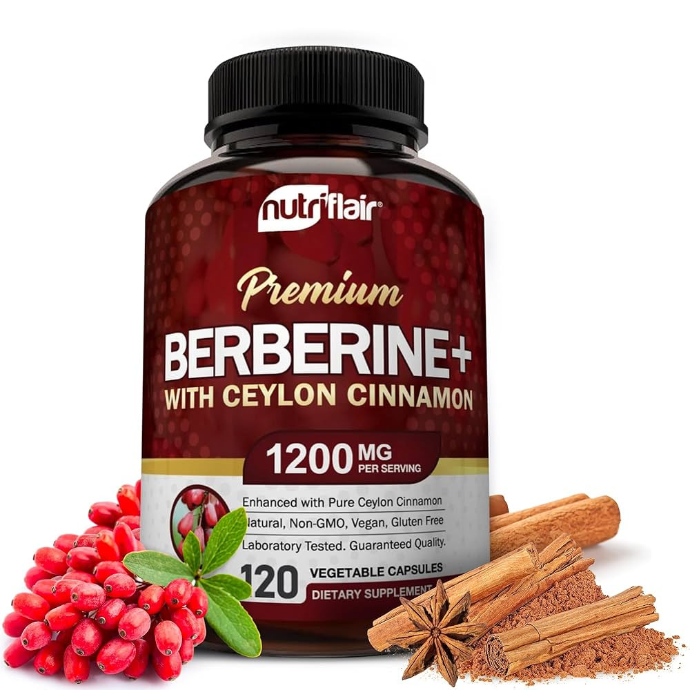 NutriFlair Premium Berberine HCL 1200mg, 120 Capsules - Plus Pure True Ceylon Cinnamon, Berberine... | Amazon (US)