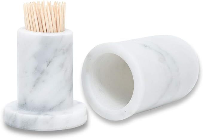 JIMEI Marble Toothpick Holder with Lid, Toothpick Dispenser Porcelain Cocktail Stick Box Home Living | Amazon (US)