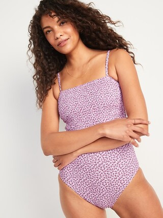 Smocked Bandeau One-Piece Swimsuit for Women | Old Navy (US)