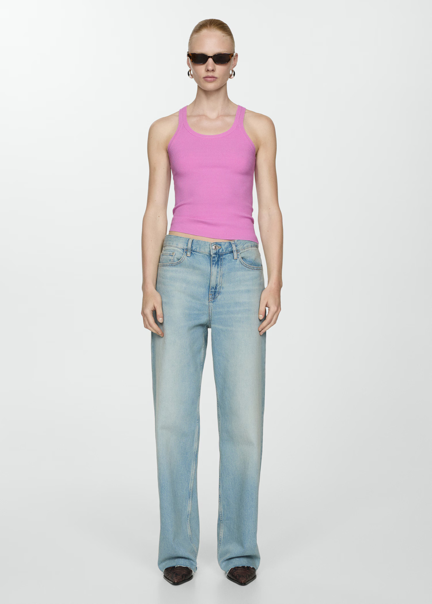 Gebreide top met schouderbandjes | MANGO (NL)