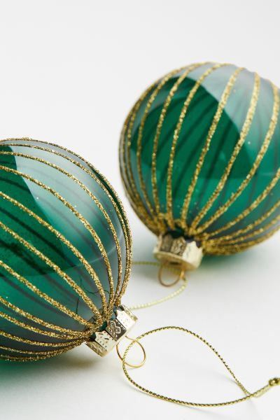 2-pack Glittery Glass Christmas Ornaments | H&M (US)